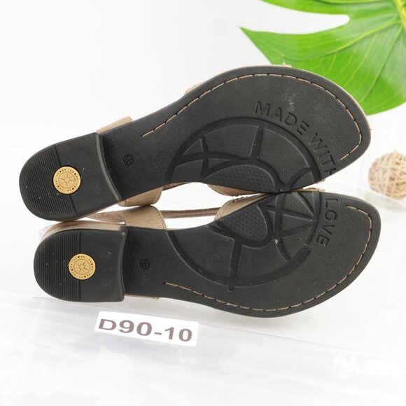 Bussola Womens Lisboa Sandals Size 38 7 Tan Leather Slingback Big Flower Shoes - Picture 9 of 13